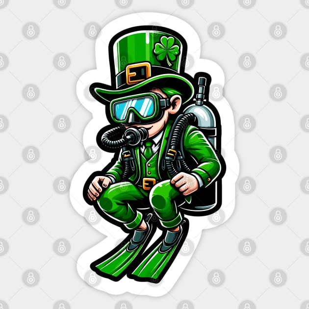 Irish American Scuba Diver - St Patricks Funny Scuba Diving Sticker by eighttwentythreetees